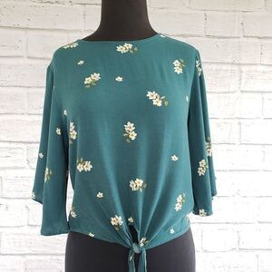Elodie tie front 3/4 length sleeve blouse